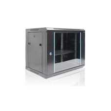 RACK MURAL 15 UNIDADES 450 DE PROFUNDIDAD 19 PULGADAS  de frente con PUERTA DE CRISTAL y 1 BANDEJA 1u x 300mm - desarmado